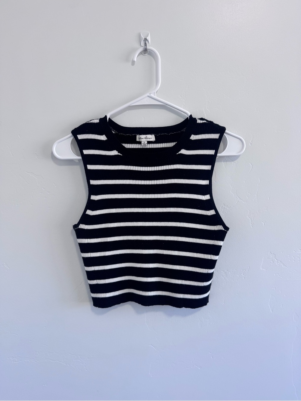 Striped Crewneck Knit Tank Large